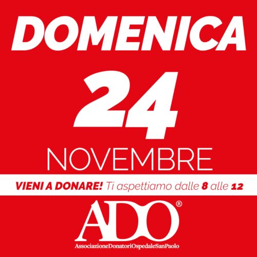 domenica di donazione del sangue ado 24 novembre